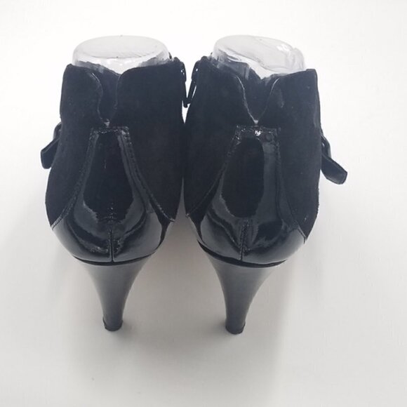 Vaneli Suede Patent Leather Bootie Peep Toe Buckle - Picture 5 of 11